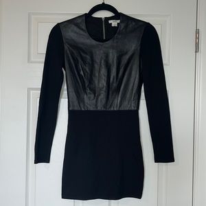Helmet Lang Black Leather Long Sleeved Mini Dress Size P